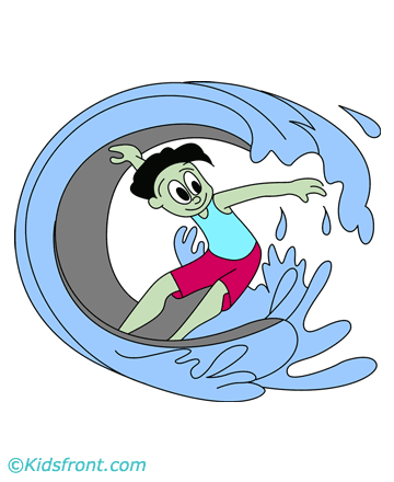Sea Surfing Coloring Pages